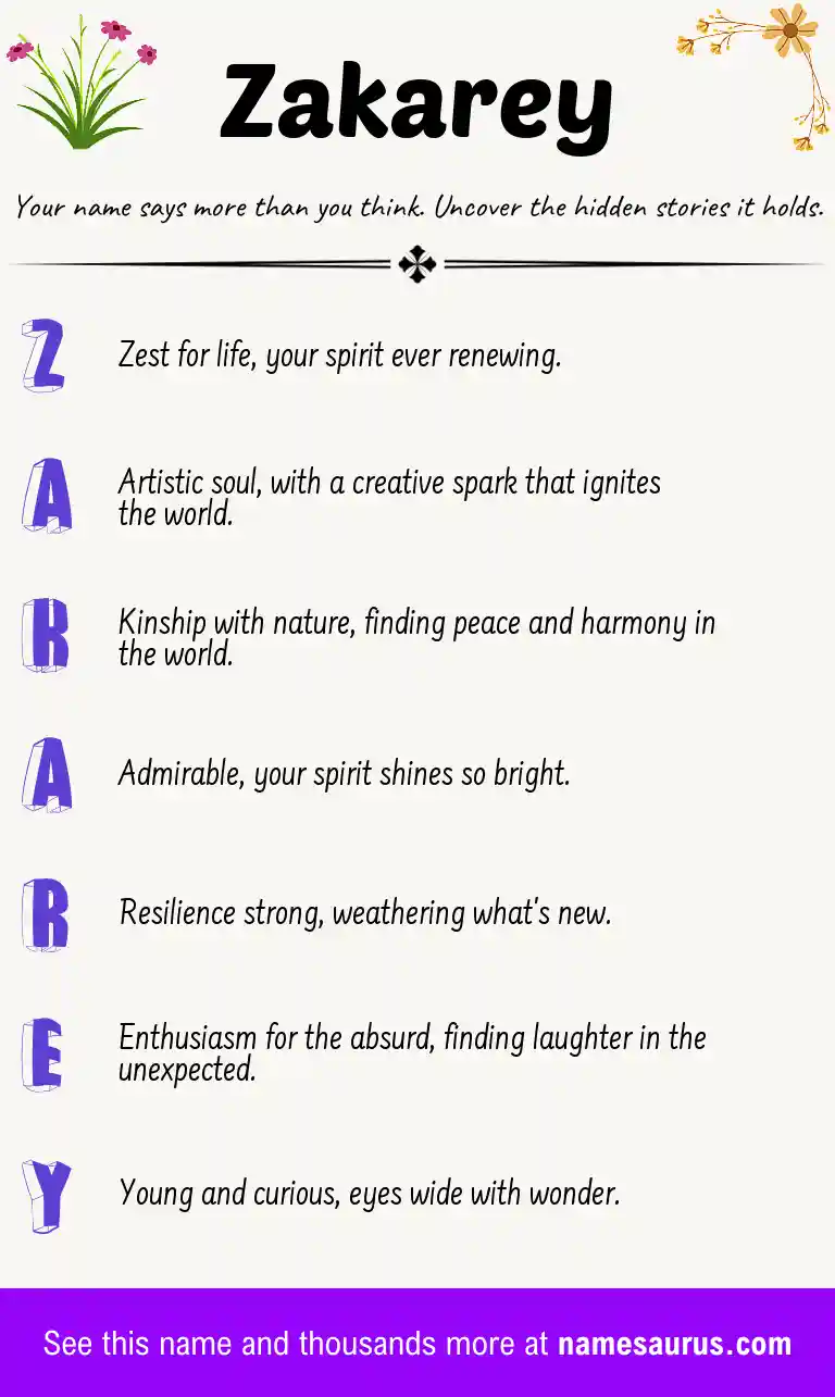 Acrostic poem about Zakarey.
