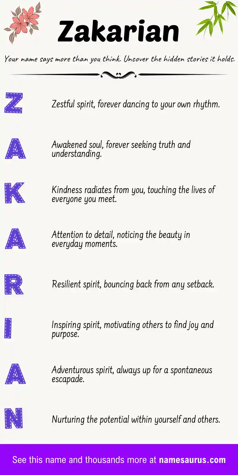 Acrostic poem about Zakarian.