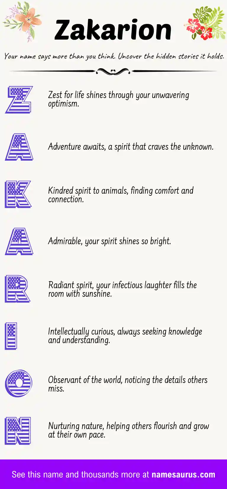 Acrostic poem about Zakarion.
