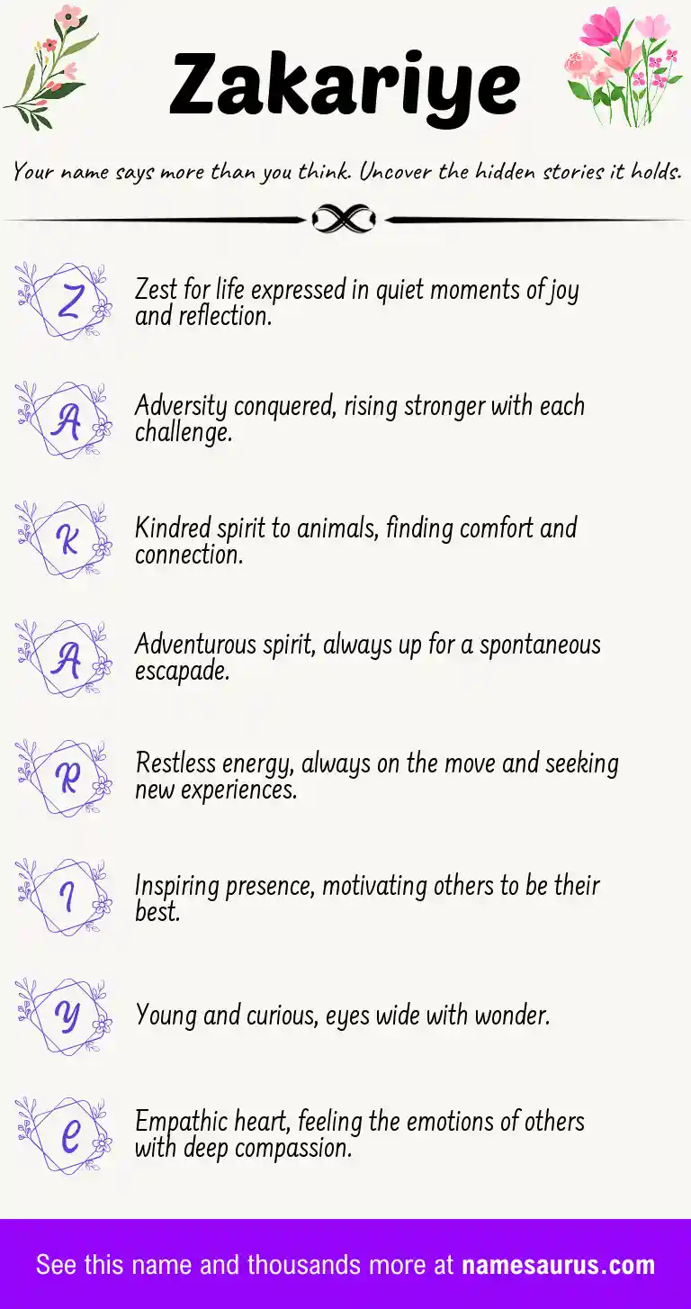 Acrostic poem about Zakariye.