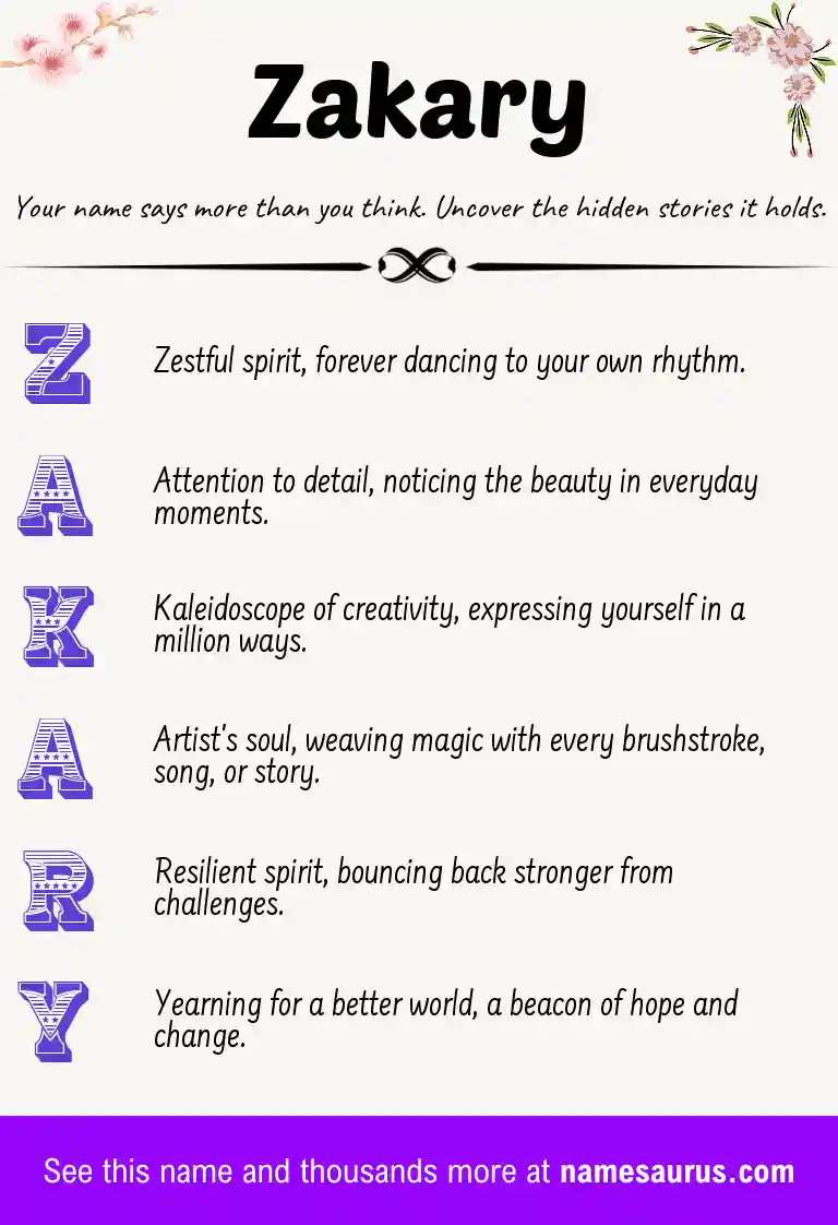 Acrostic poem about Zakary.