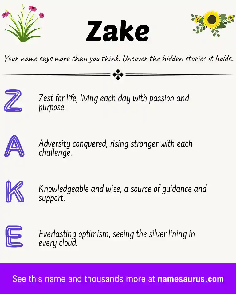 Acrostic poem about Zake.