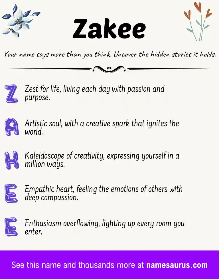 Acrostic poem about Zakee.
