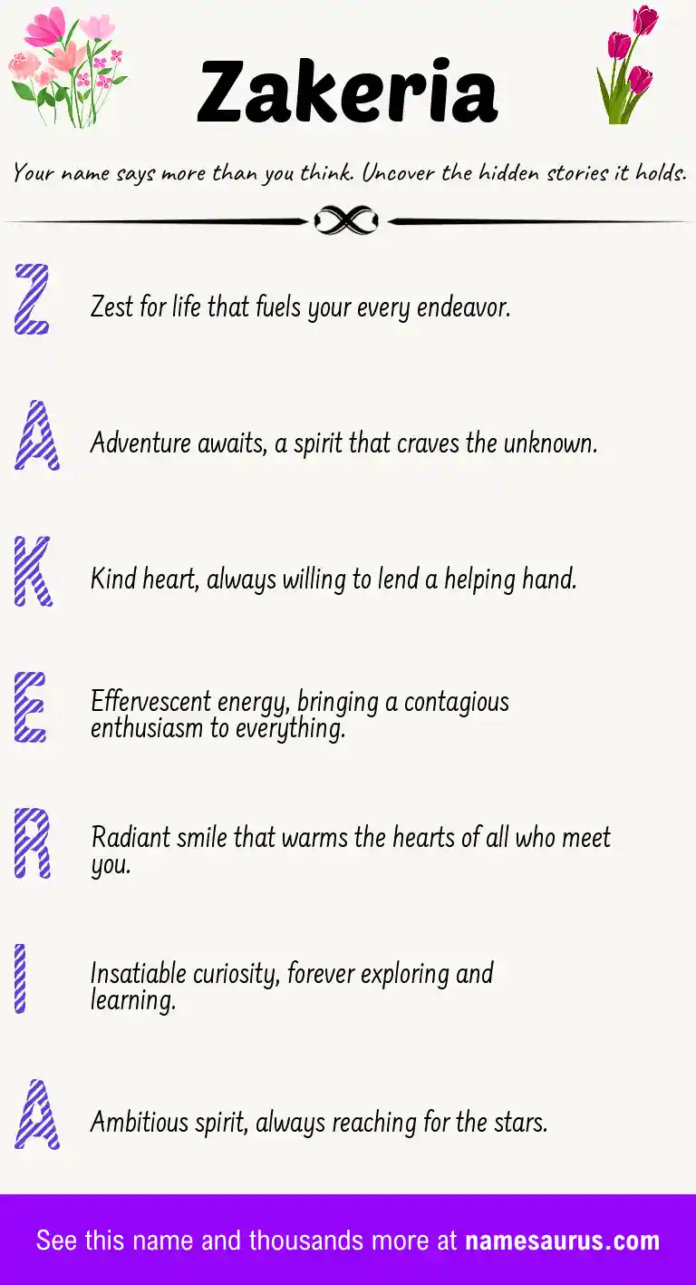 Acrostic poem about Zakeria.