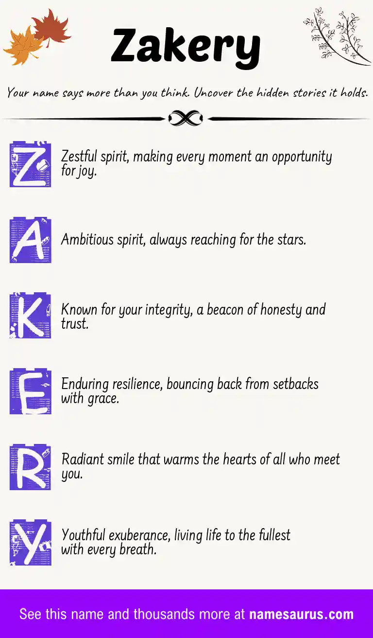 Acrostic poem about Zakery.