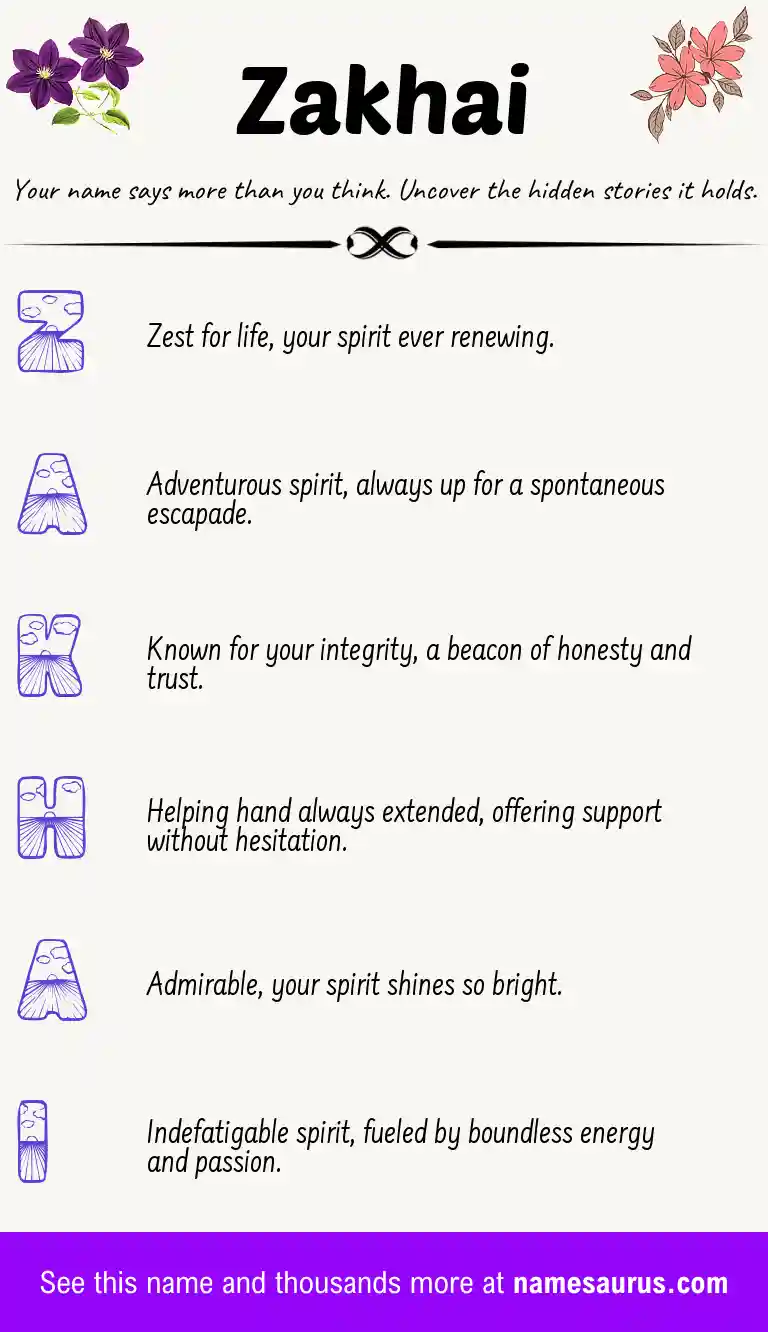 Acrostic poem about Zakhai.