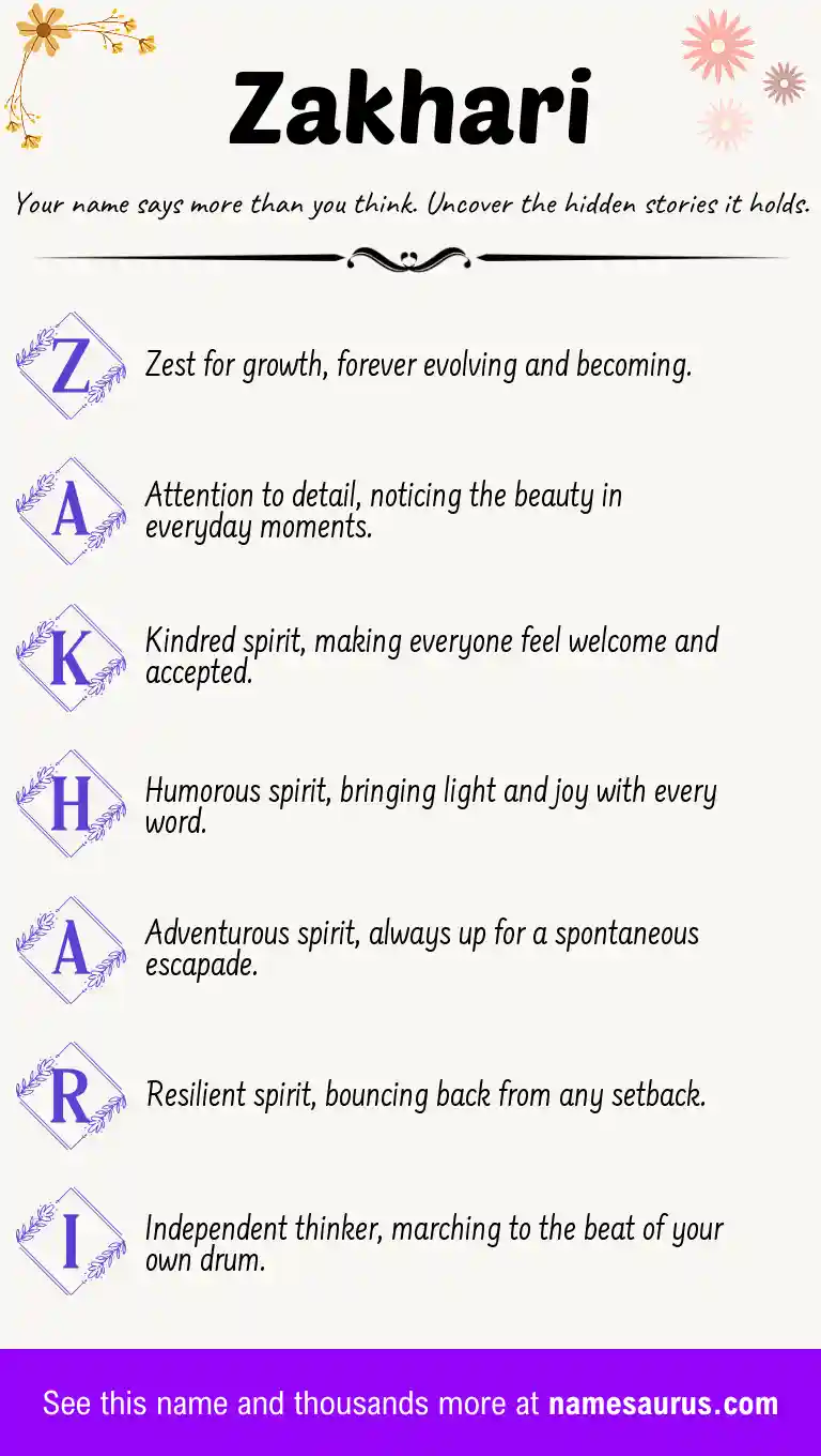Acrostic poem about Zakhari.