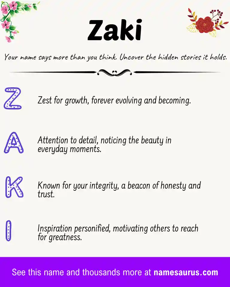 Acrostic poem about Zaki.