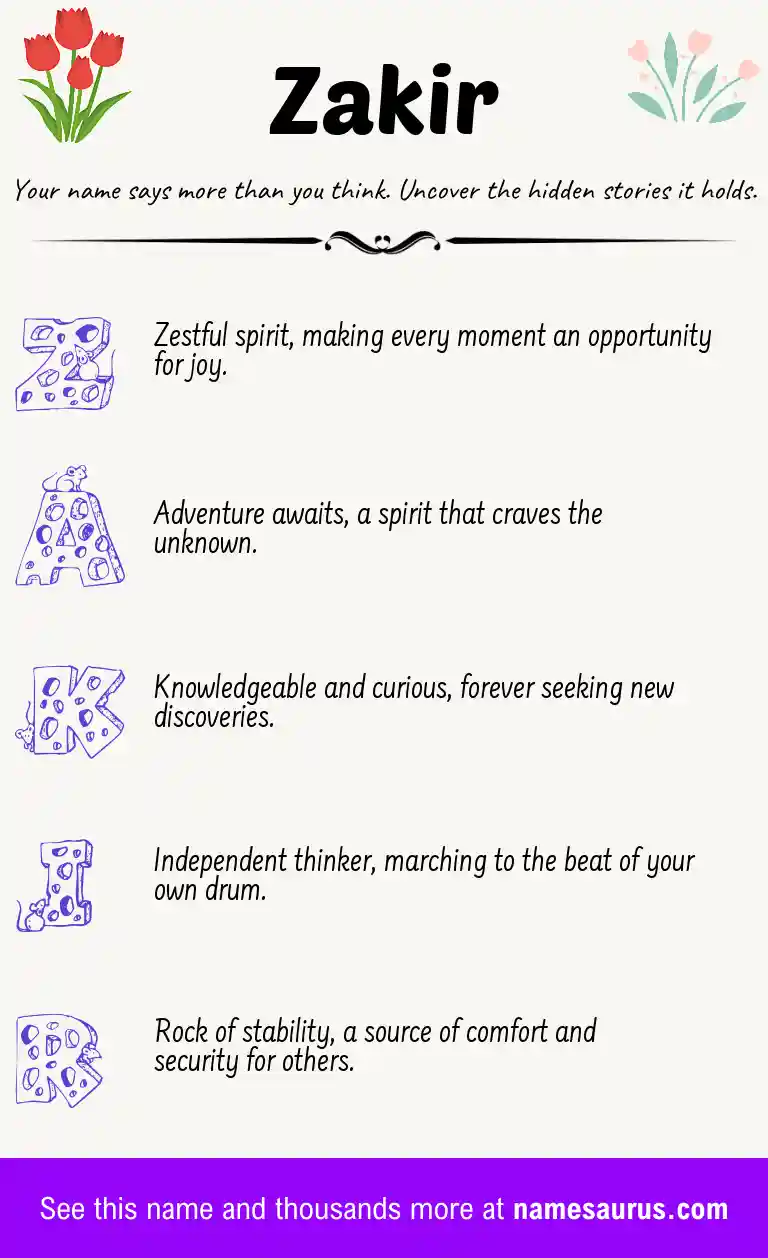 Acrostic poem about Zakir.