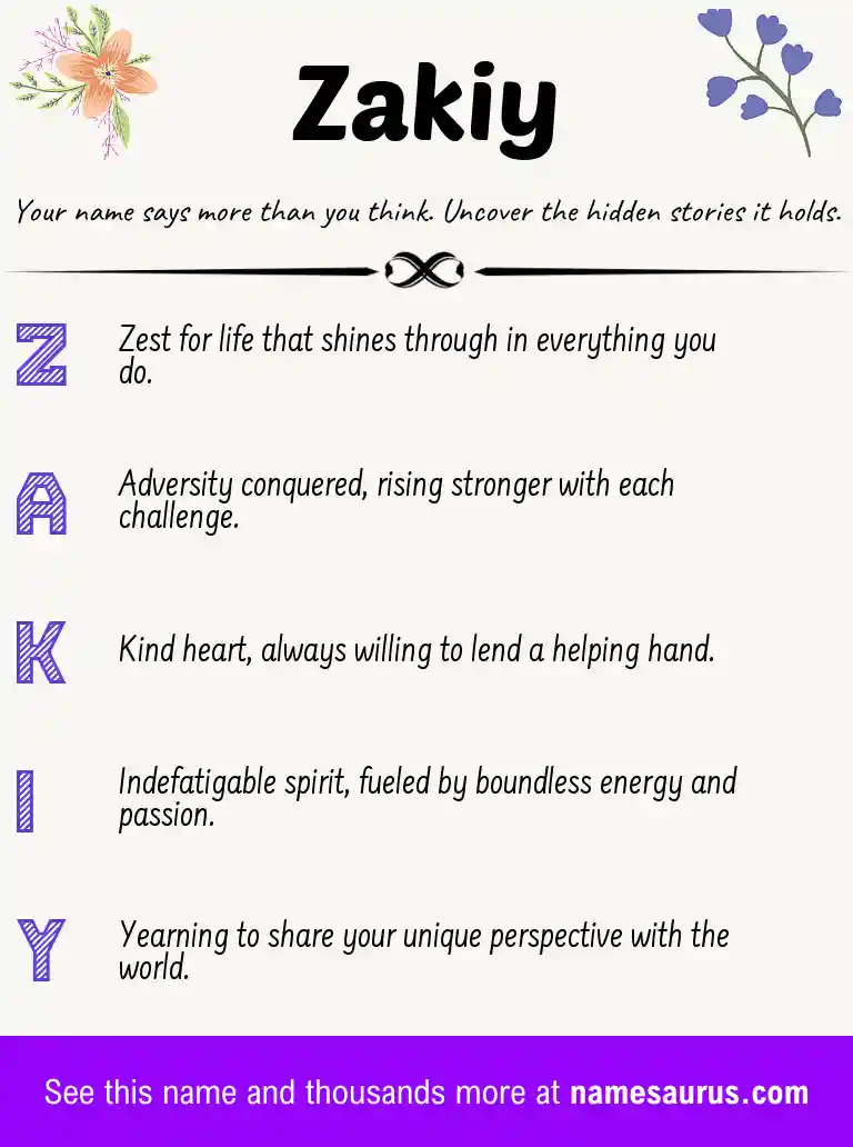 Acrostic poem about Zakiy.