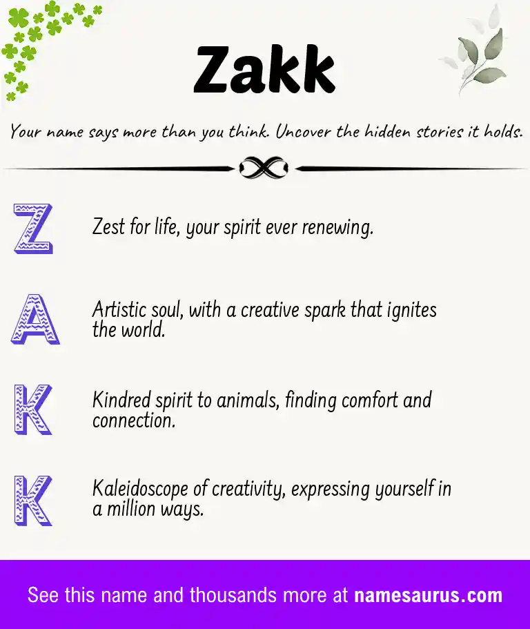 Acrostic poem about Zakk.