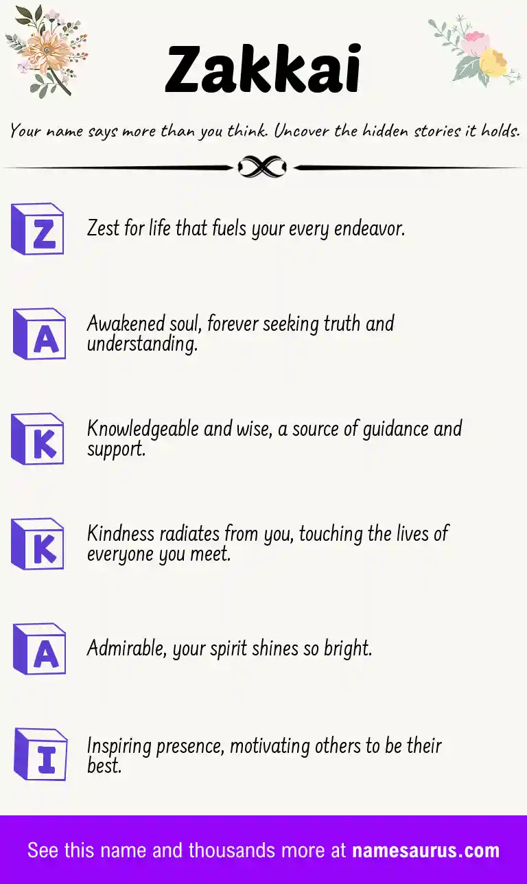 Acrostic poem about Zakkai.