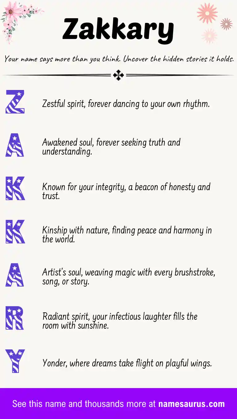 Acrostic poem about Zakkary.