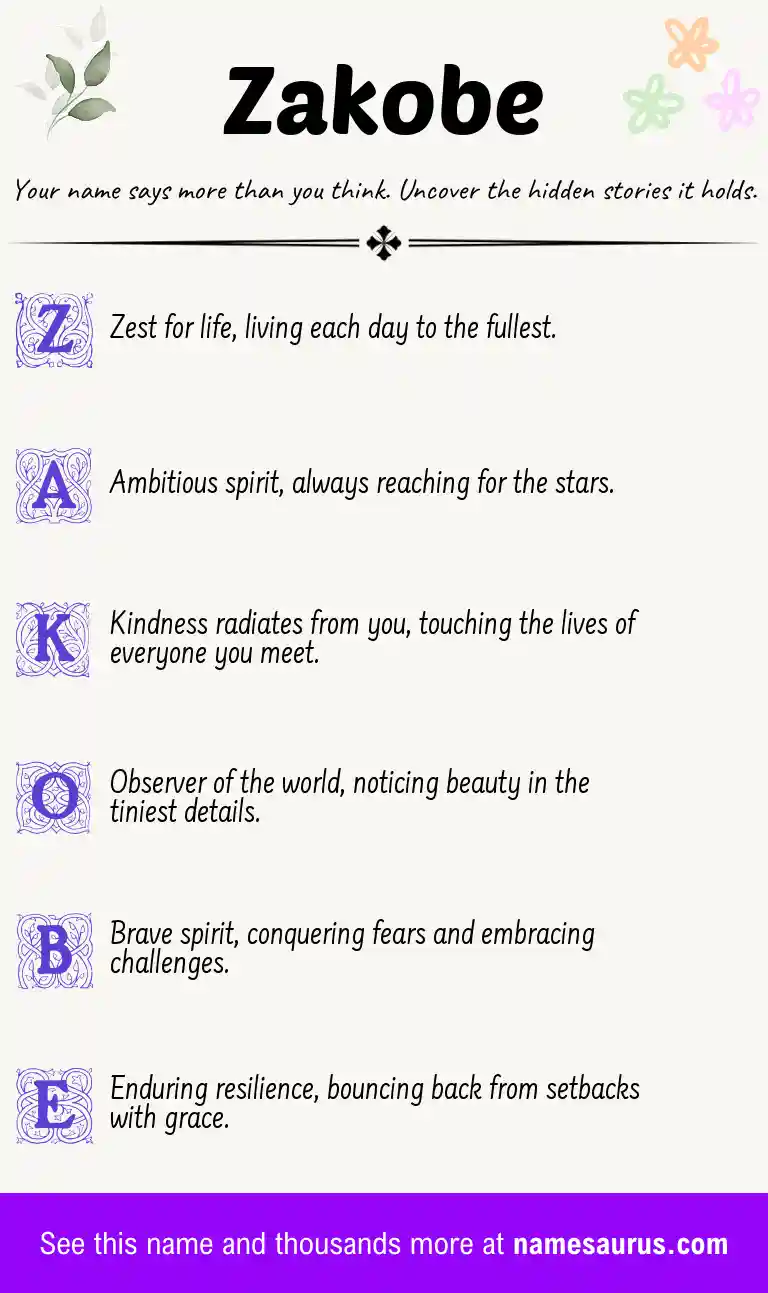Acrostic poem about Zakobe.