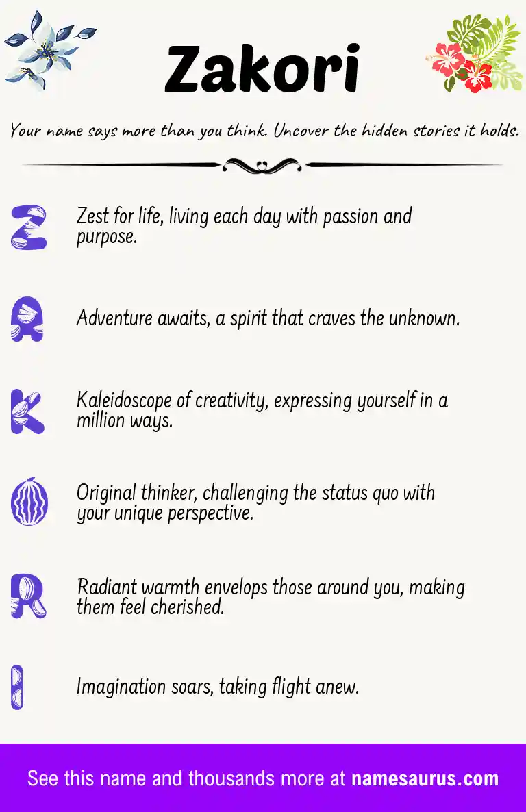 Acrostic poem about Zakori.