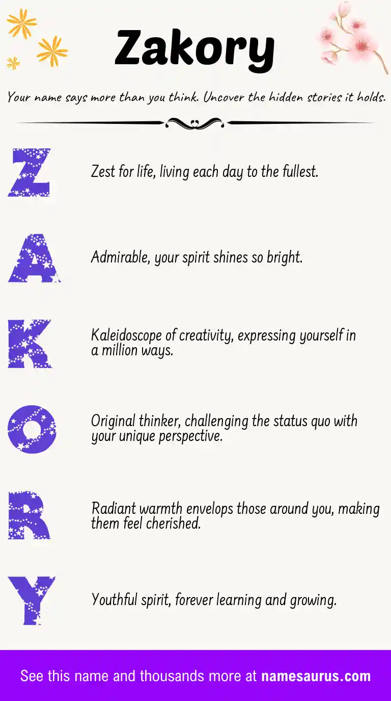 Acrostic poem about Zakory.