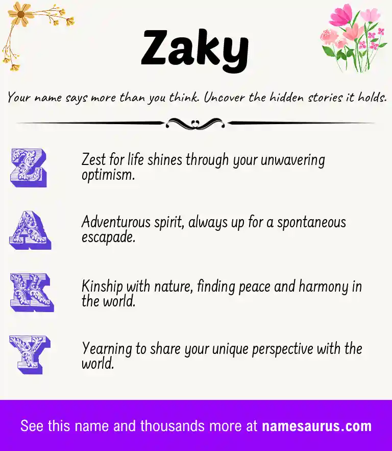 Acrostic poem about Zaky.