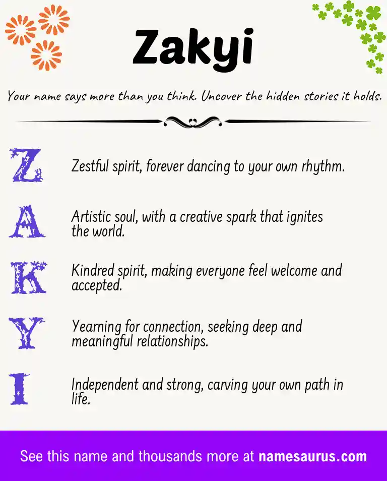 Acrostic poem about Zakyi.