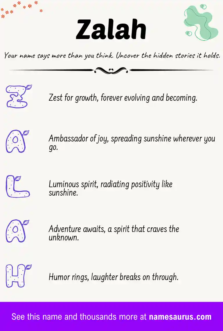 Acrostic poem about Zalah.