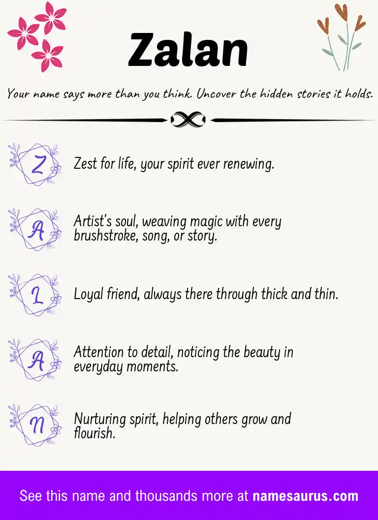 Acrostic poem about Zalan.
