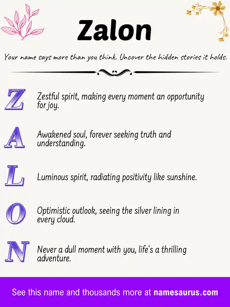 Acrostic poem about Zalon.