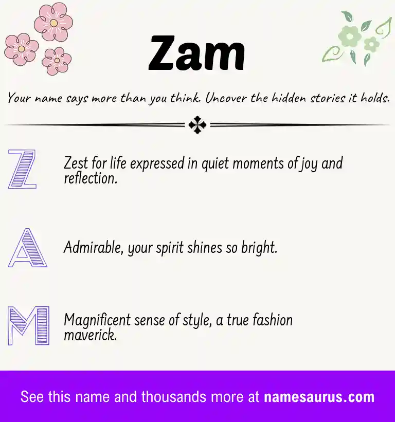 Acrostic poem about Zam.