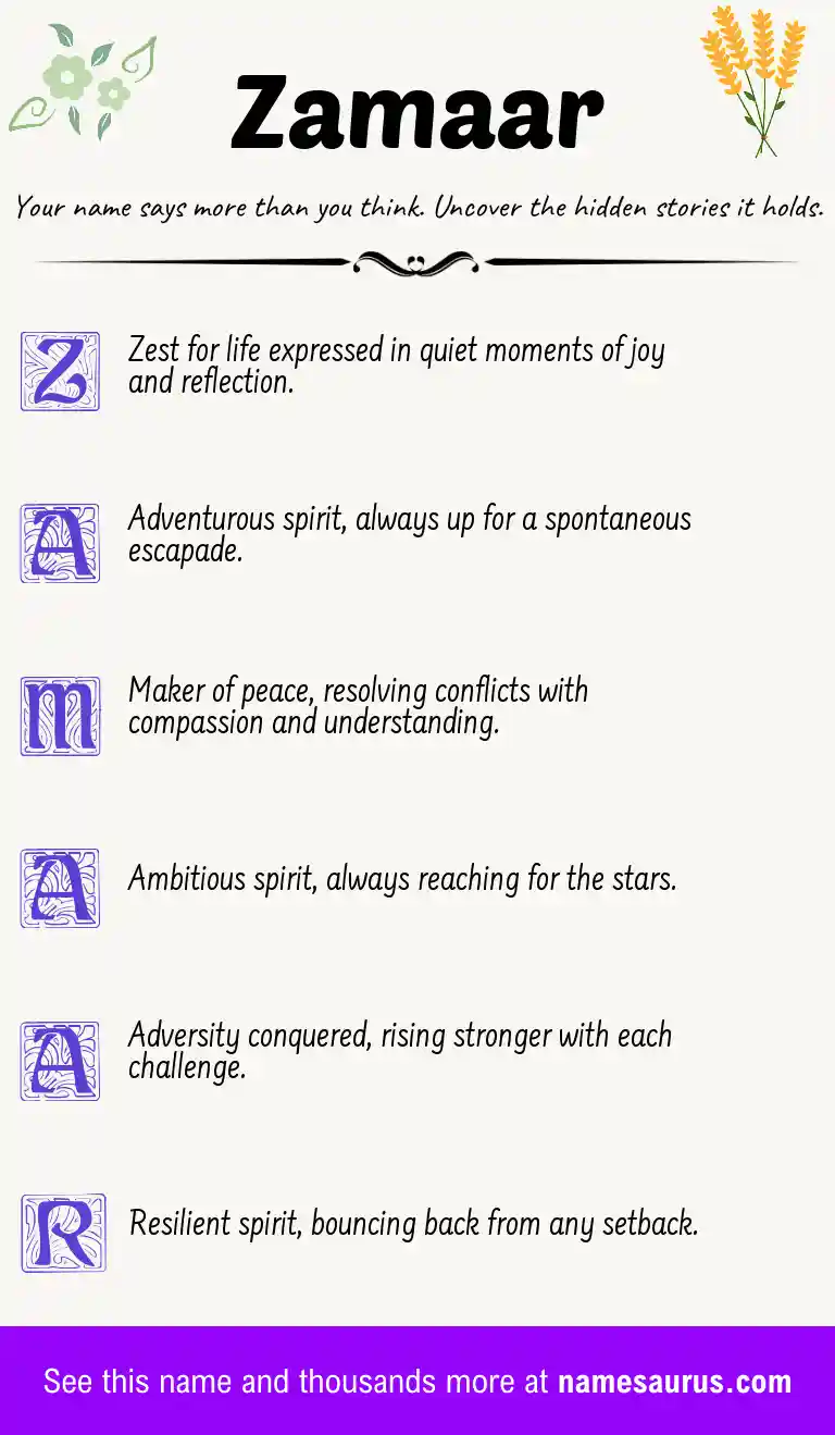 Acrostic poem about Zamaar.