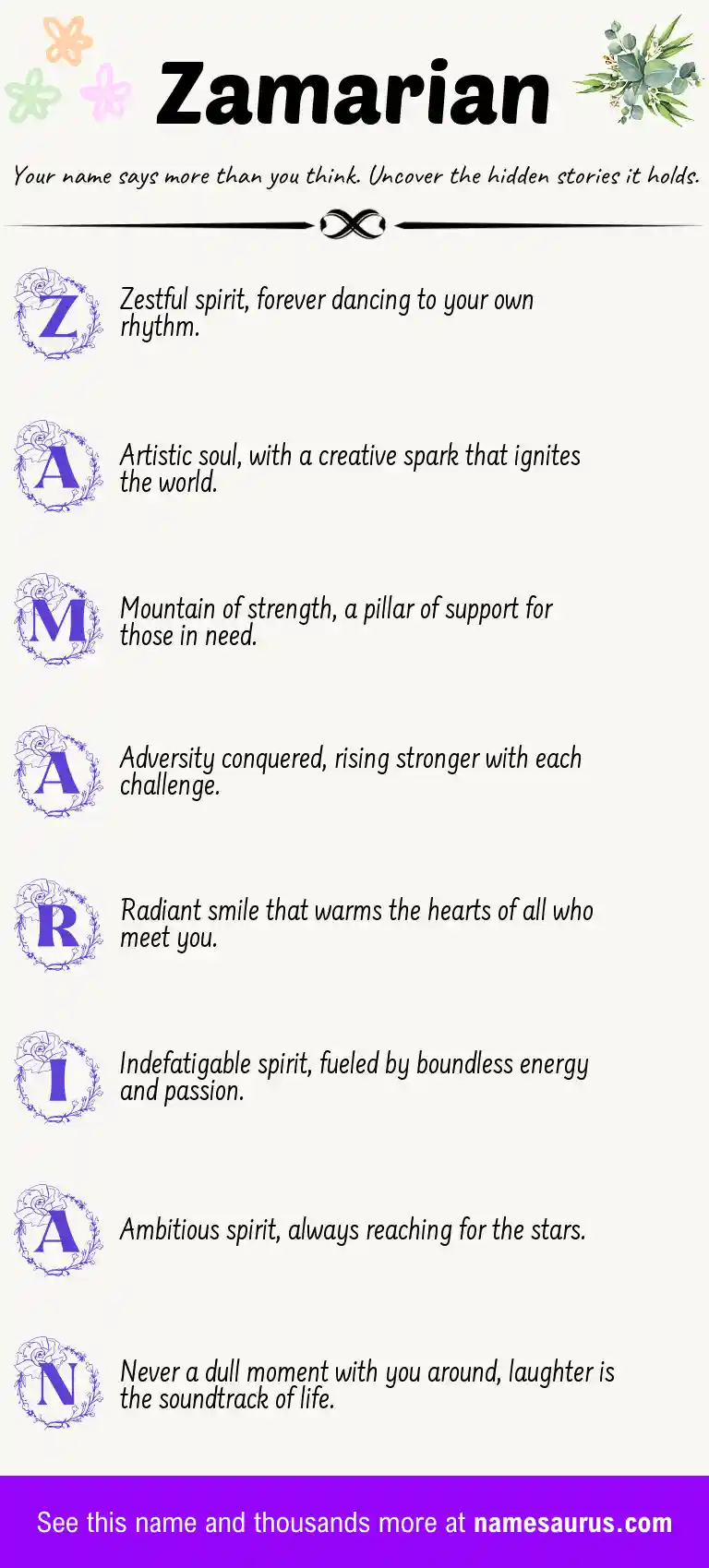 Acrostic poem about Zamarian.