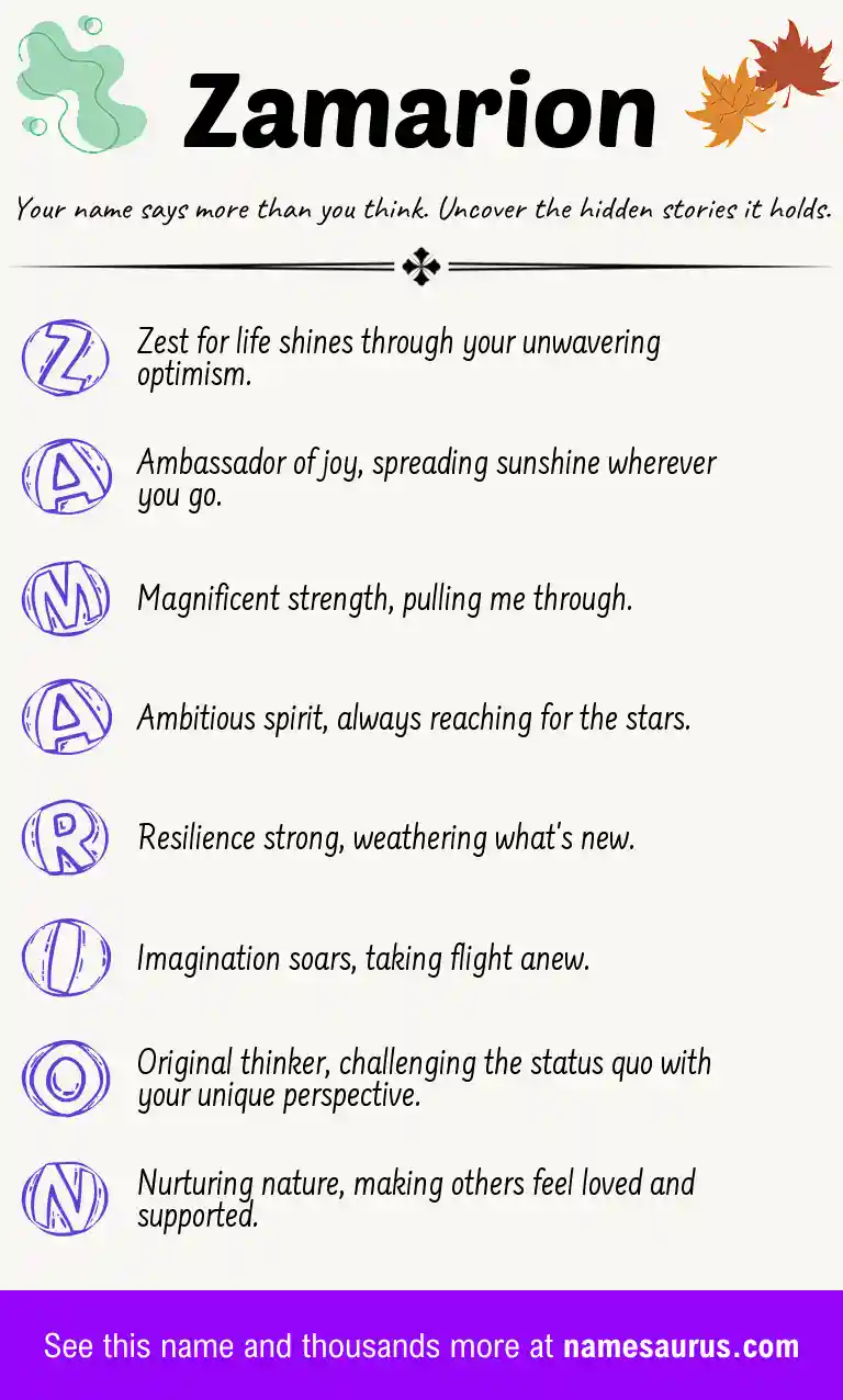 Acrostic poem about Zamarion.