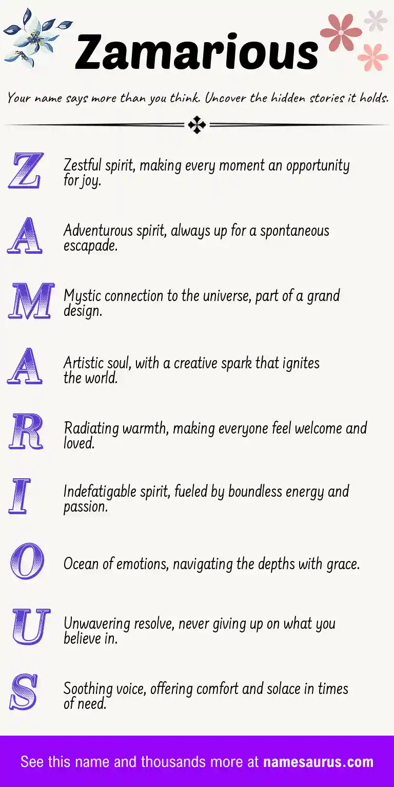 Acrostic poem about Zamarious.