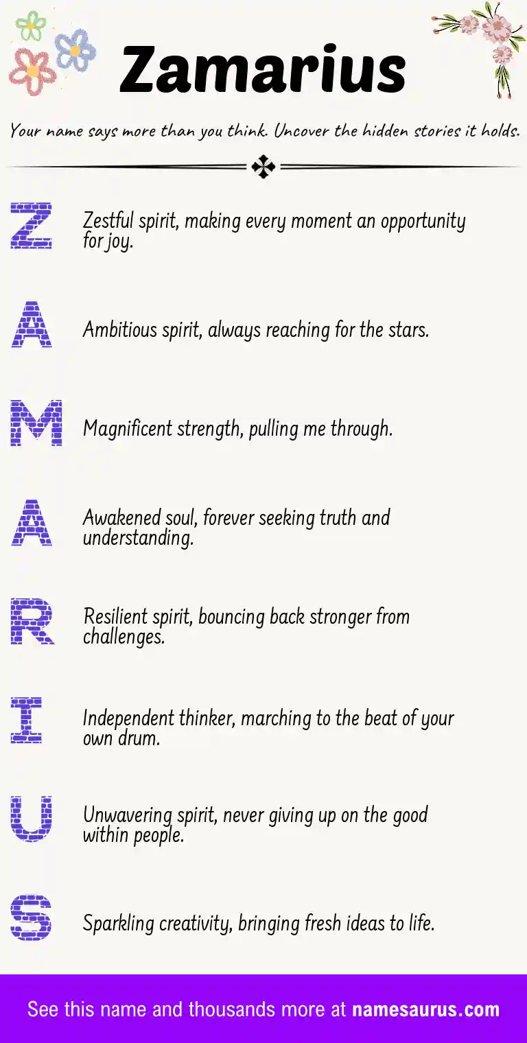Acrostic poem about Zamarius.