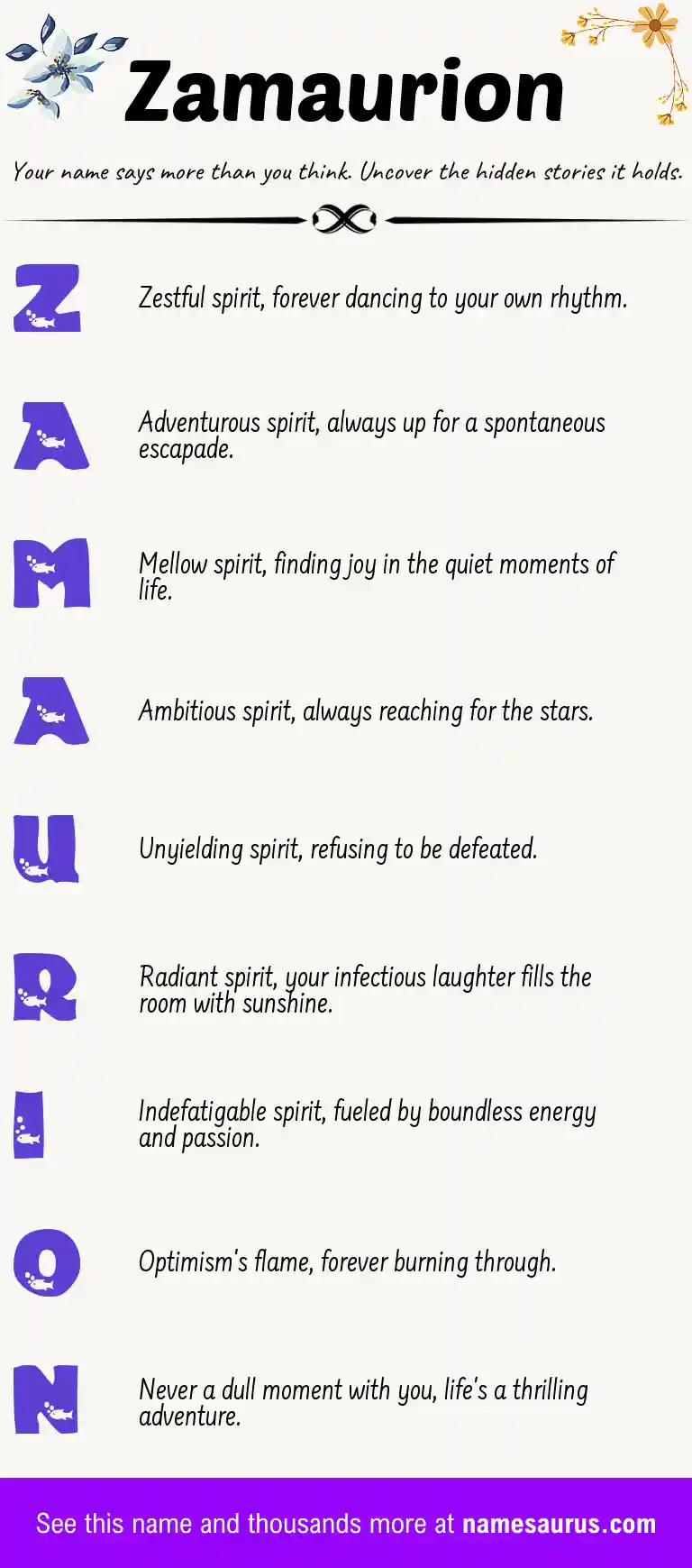 Acrostic poem about Zamaurion.