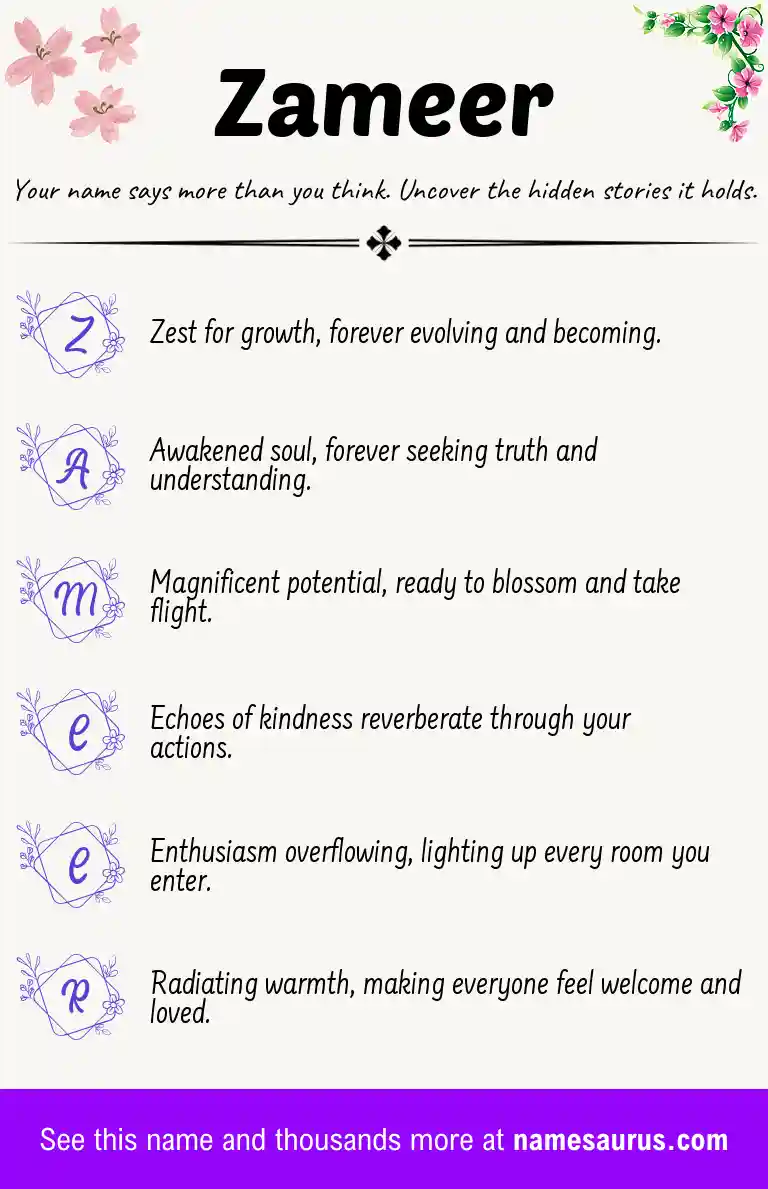 Acrostic poem about Zameer.