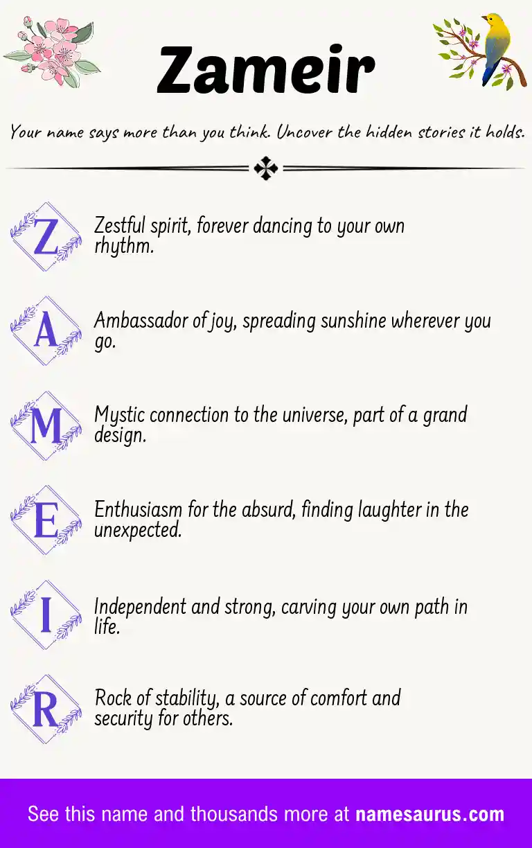 Acrostic poem about Zameir.
