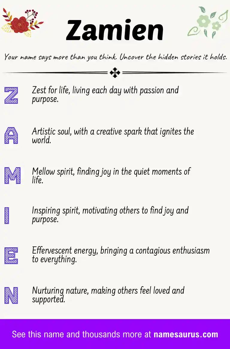 Acrostic poem about Zamien.