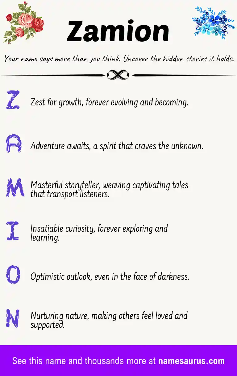 Acrostic poem about Zamion.