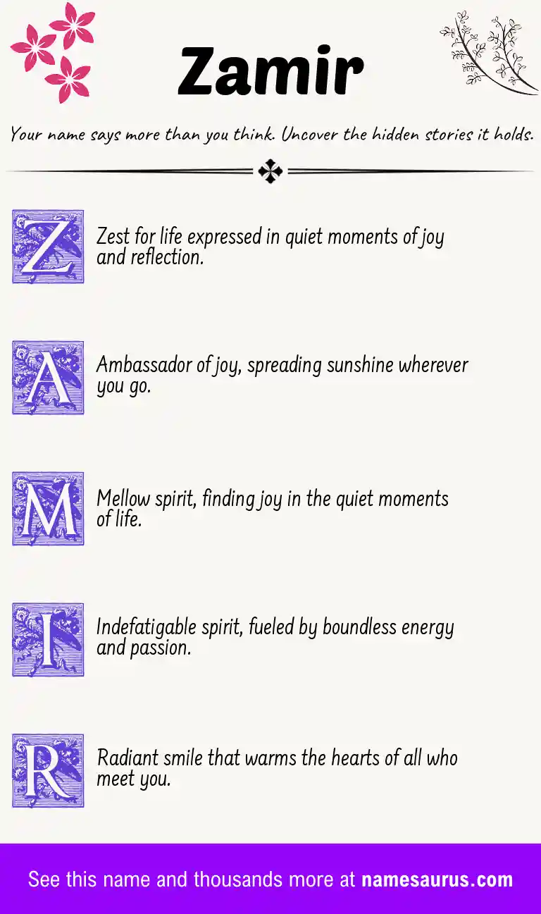 Acrostic poem about Zamir.