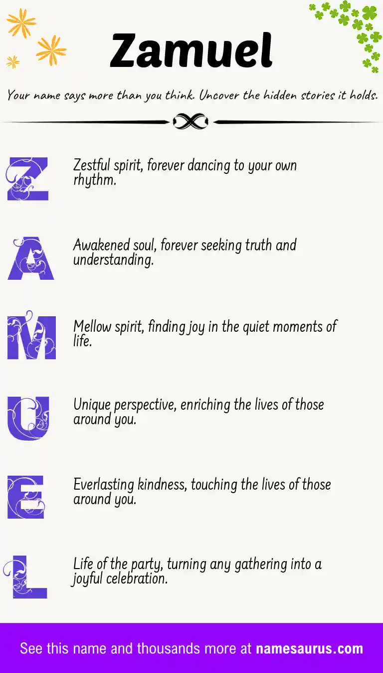 Acrostic poem about Zamuel.