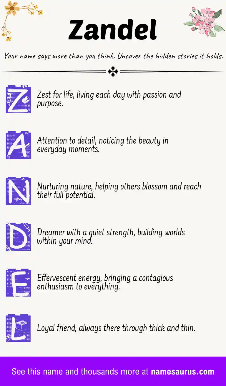 Acrostic poem about Zandel.
