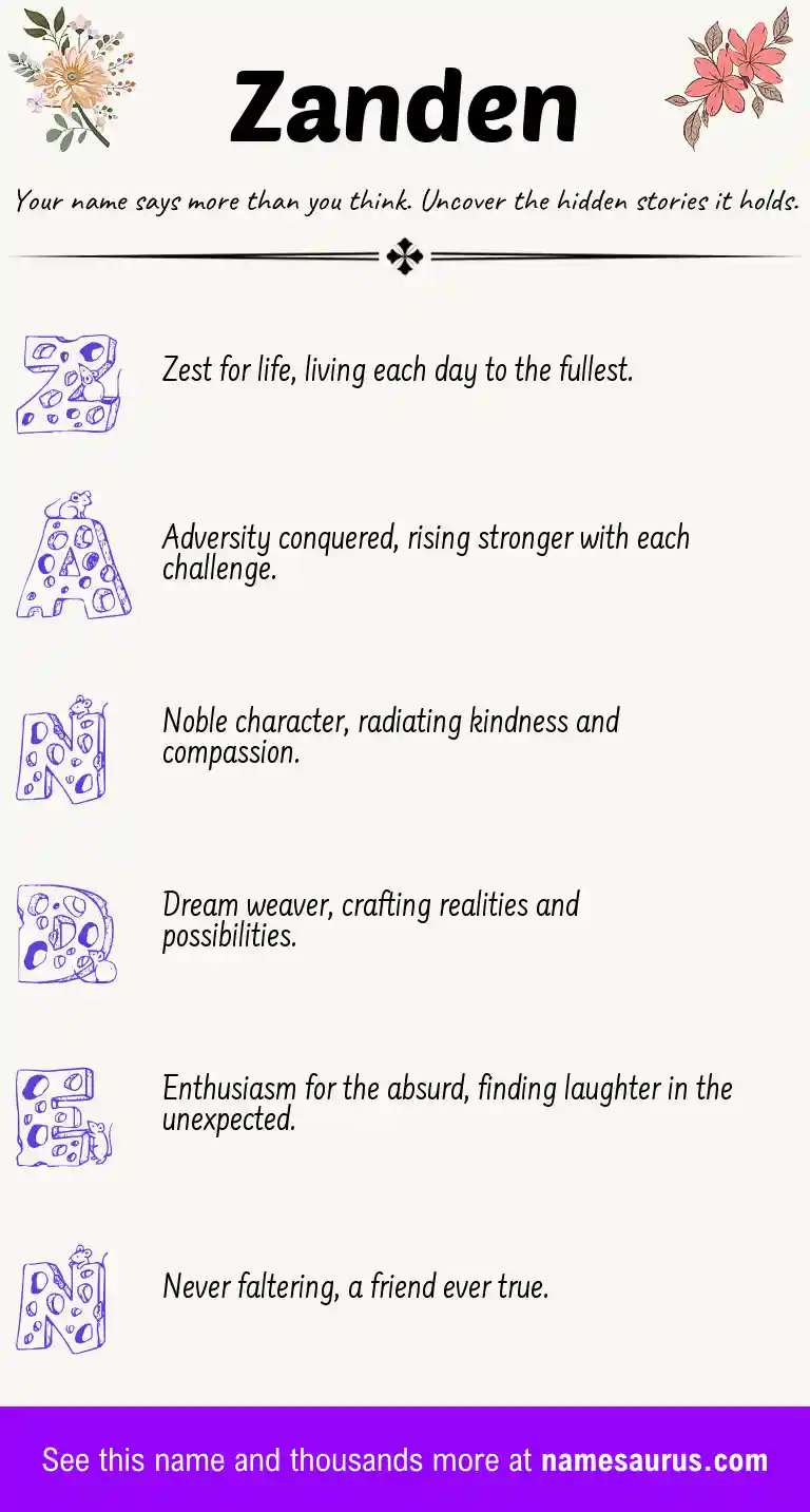 Acrostic poem about Zanden.