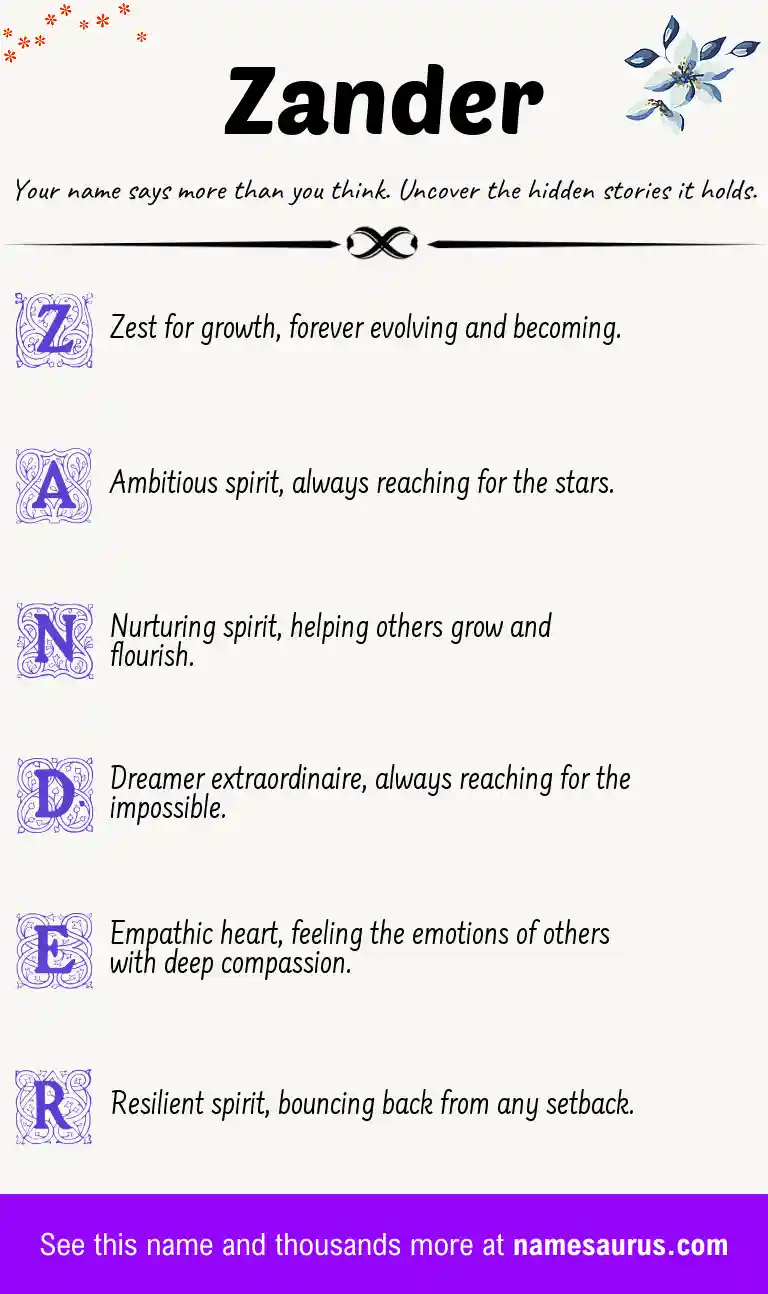 Acrostic poem about Zander.
