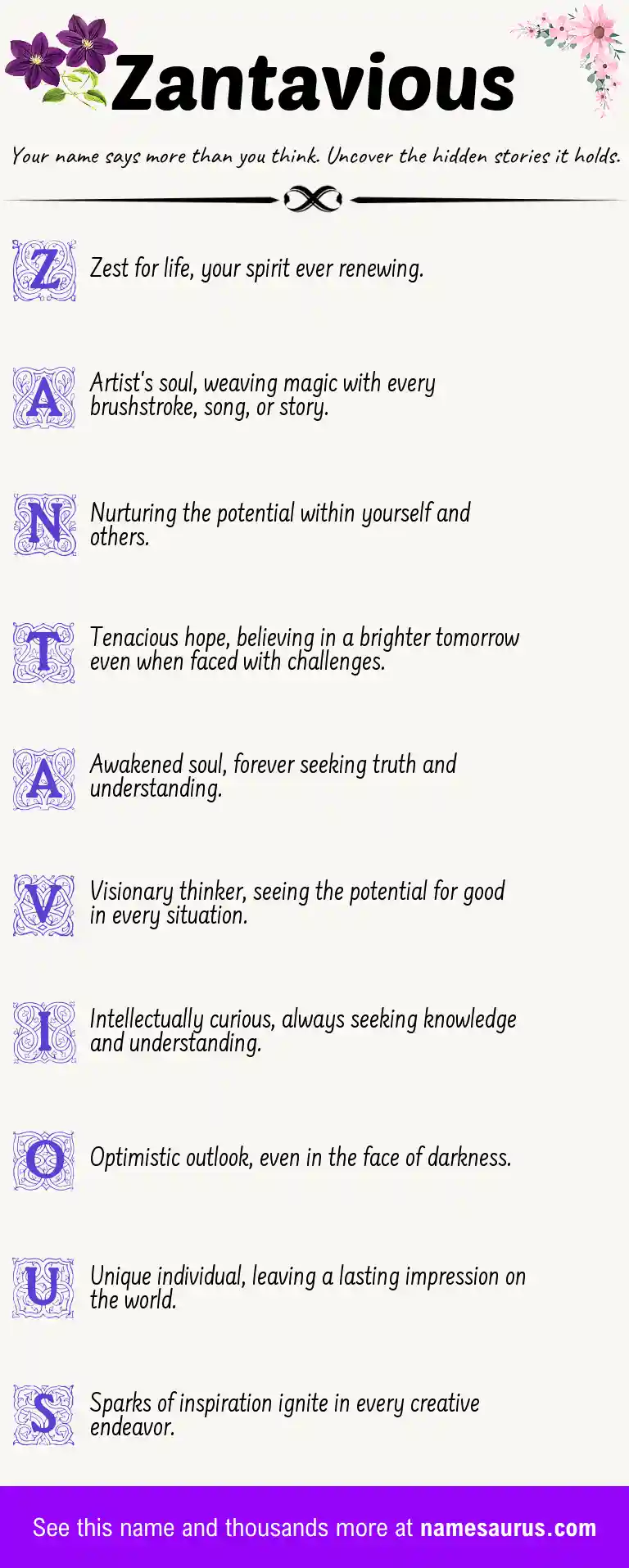 Acrostic poem about Zantavious.