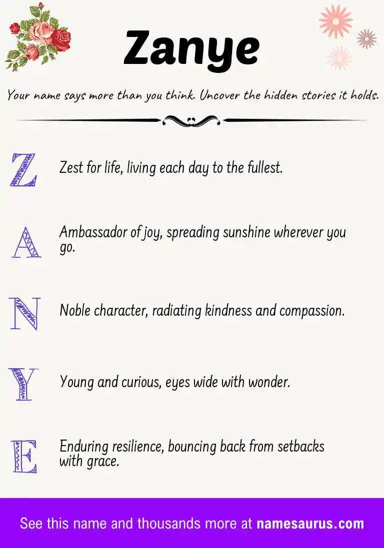 Acrostic poem about Zanye.