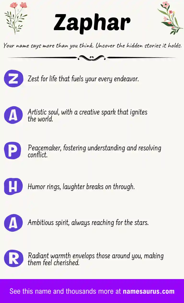 Acrostic poem about Zaphar.