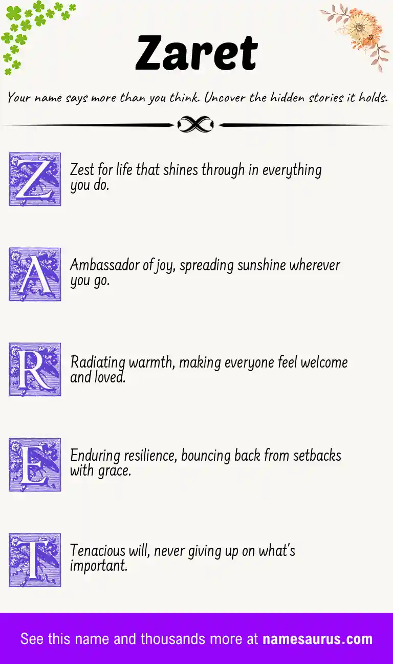 Acrostic poem about Zaret.