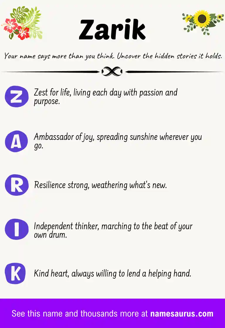 Acrostic poem about Zarik.