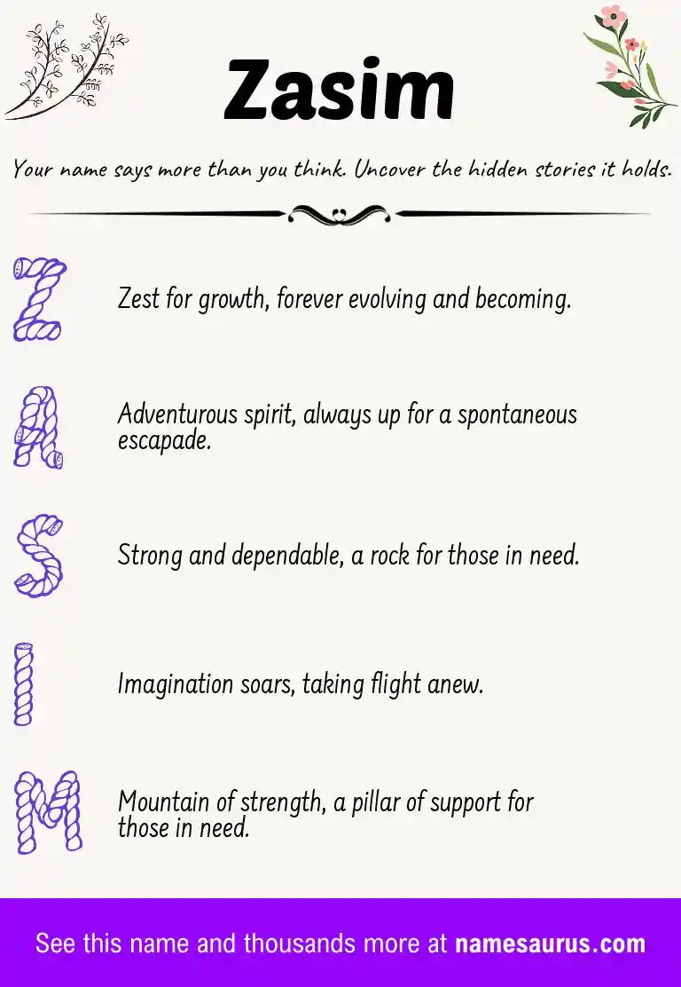 Acrostic poem about Zasim.