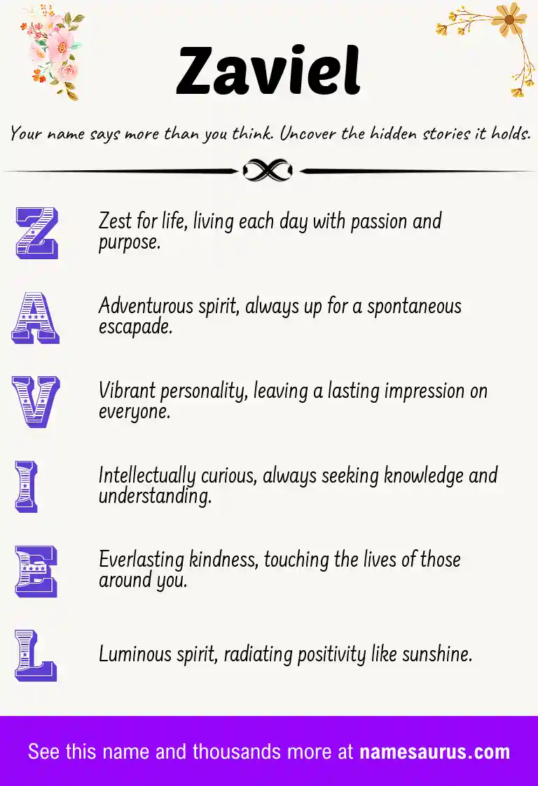 Acrostic poem about Zaviel.