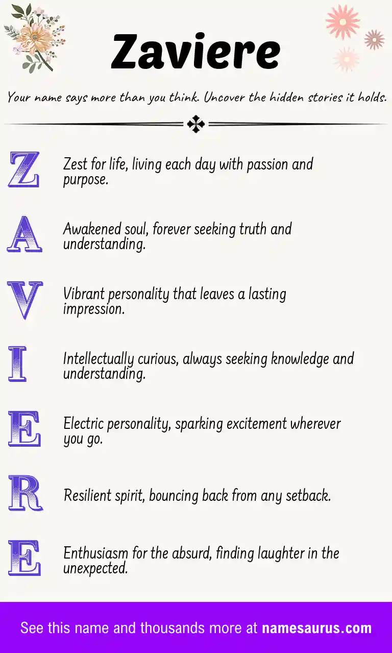 Acrostic poem about Zaviere.