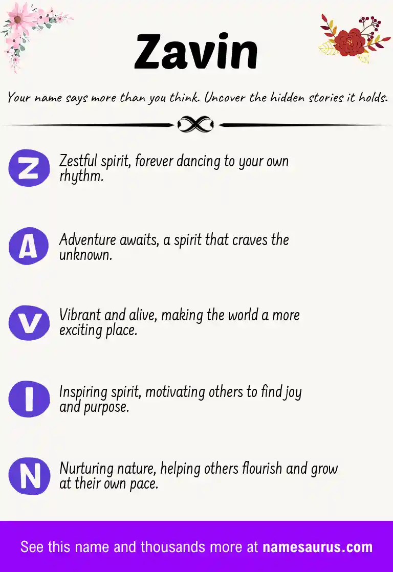 Acrostic poem about Zavin.